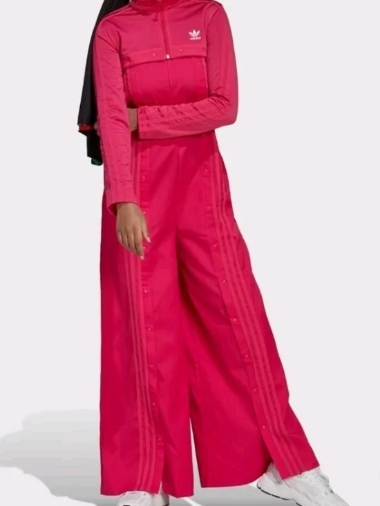 XL Adidas Hot Pink Wide-Leg Snap-Front Track Pants Jacket - Picture 2 of 7